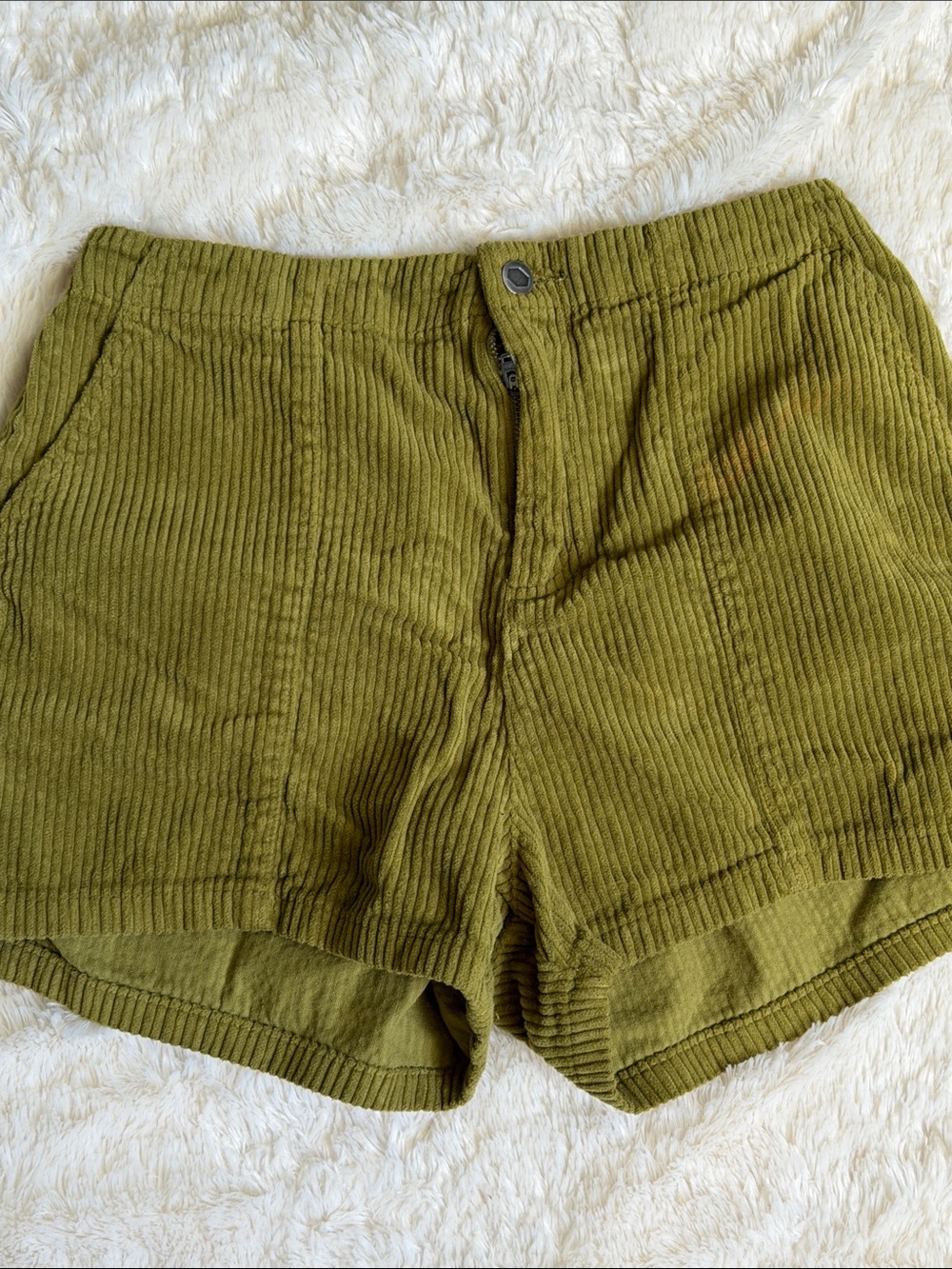 RVCA Olive Green High-Waist Corduroy Shorts